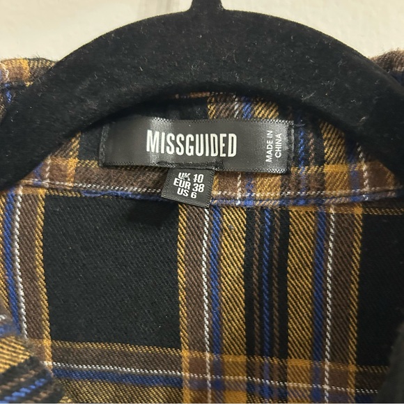 Missguided Extreme Oversized Volume Sleeve Women’s Size 6 Button Up Top Flannel - Picture 5 of 7